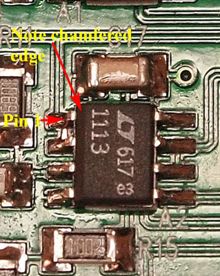 Pin 1 identification - chamfered edge.
